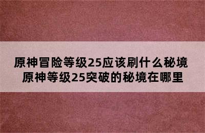 原神冒险等级25应该刷什么秘境 原神等级25突破的秘境在哪里